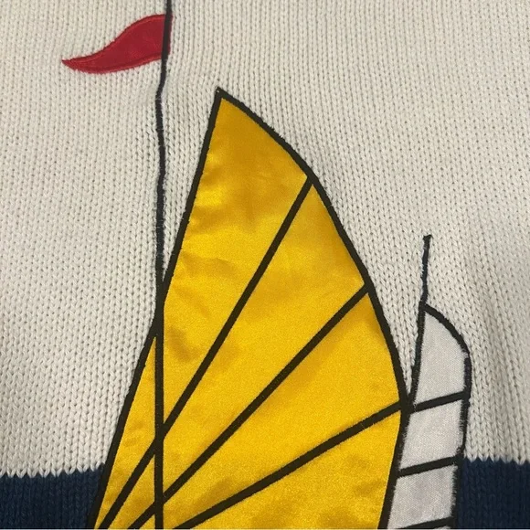 Vintage BARBRA SUE Nautical White and Navy Crew Neck Sweater | Short Sleeves | M - Picture 4 of 12